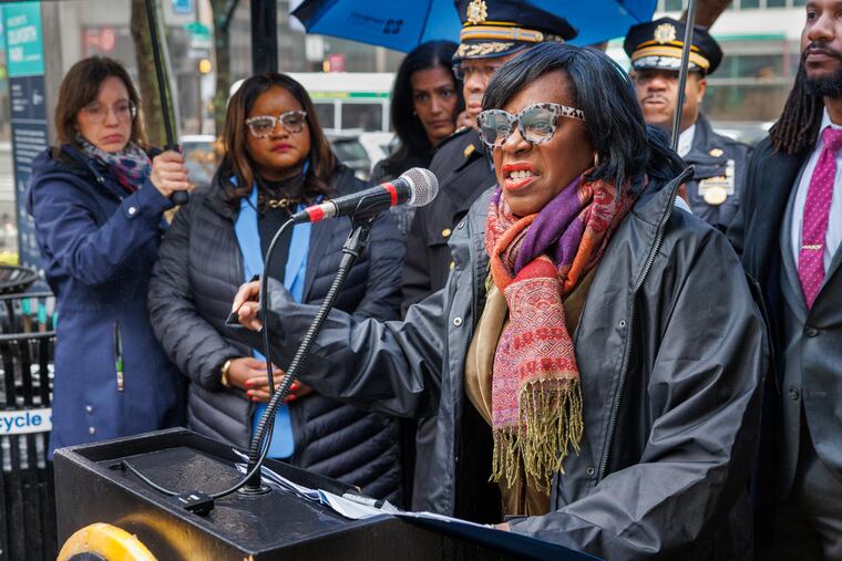 Philadelphia Mayor Cherelle Parker and other city officials addressed the Dec. 13, 2024 shooting at Dilworth Park at a news conference in the same location on Monday.