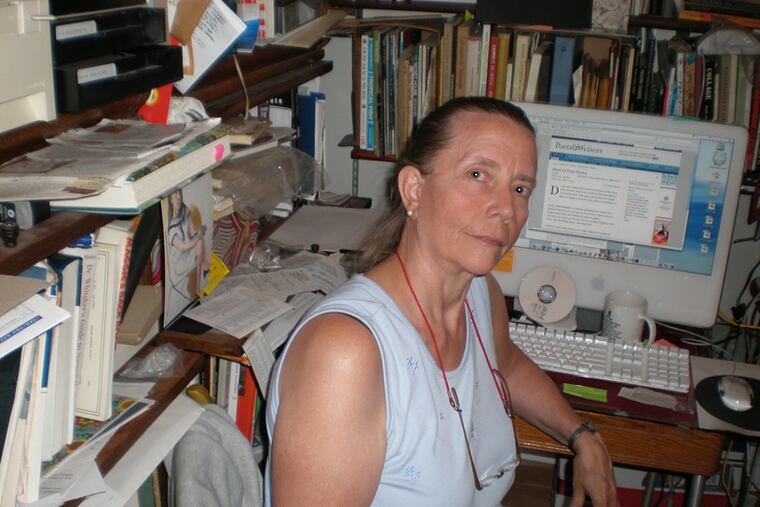 Barbara Torode at work in her home office in West Mount Airy.