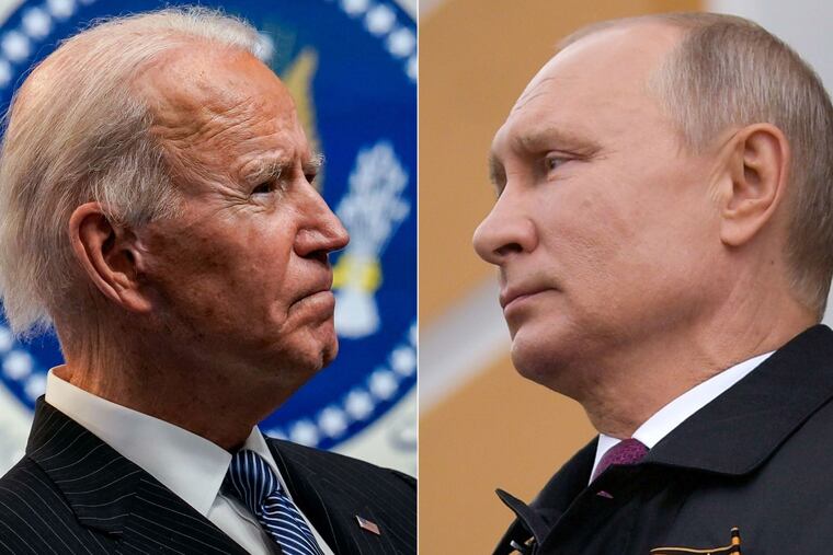 U.S. President Joe Biden and Russian President Vladimir Putin (right)