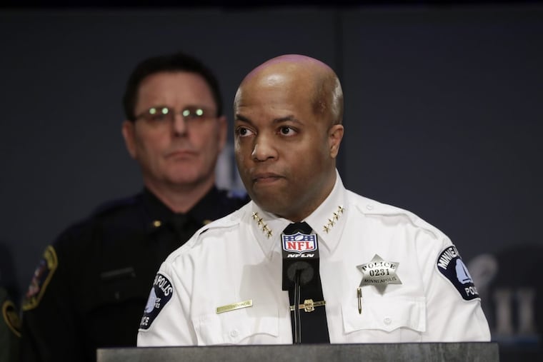 Minneapolis PD’s Medaria Arradondo speaks during a security news conference in advance of the Super Bowl 52 football game, Wednesday, Jan. 31, 2018, in Minneapolis. The Philadelphia Eagles play the New England Patriots on Sunday, Feb. 4, 2018. (AP Photo/Matt Slocum)