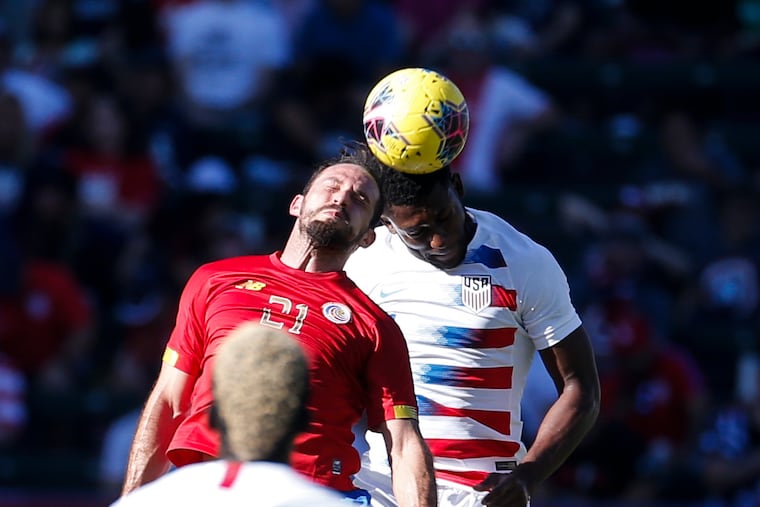 Union centerback Mark McKenzie (right) made his senior U.S. national team debut Saturday in a 1-0 friendly win over Costa Rica.
