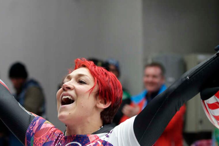 Katie Uhlaender was in first after her final run in the skeleton, but ended up being aced out by subsequent racers.
