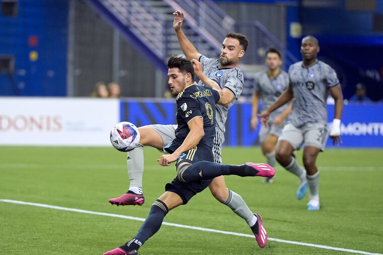 Julián Carranza (center) will be back for the Union on Saturday after missing the last game with a red card suspension.