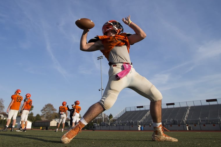 Marple Newtown quaterback Anthony Paoletti is shown during practice on Nov. 2, 2016.