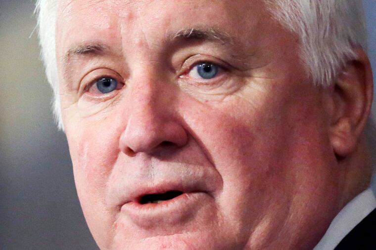 Gov. Tom Corbett addresses a joint session of the Pennsylvania House and Senate on Tuesday, Feb. 5, 2013, in Harrisburg, Pa. during the presentation of the state budget. (AP Photo/Matt Rourke)