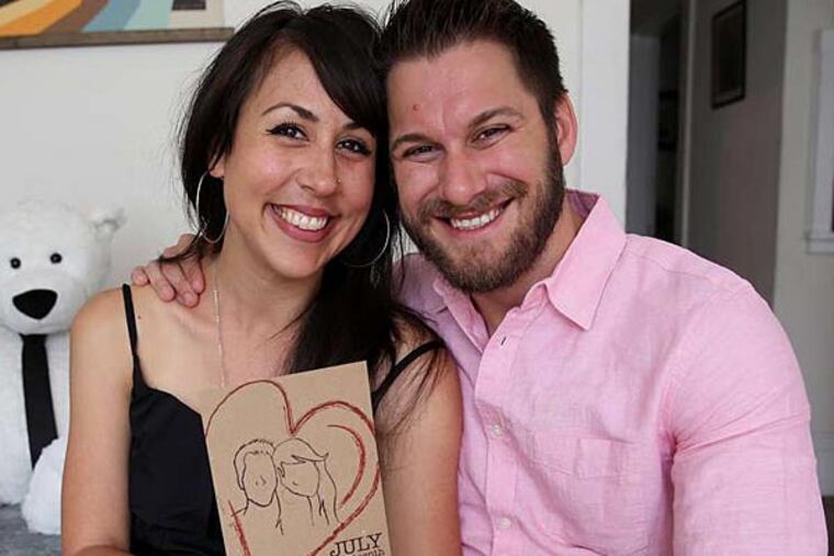Anthony Spizuoco and Lisette Saavedra split up the wedding planning duties. He worked on these invitations. (Jane Tyska/Bay Area News Group)