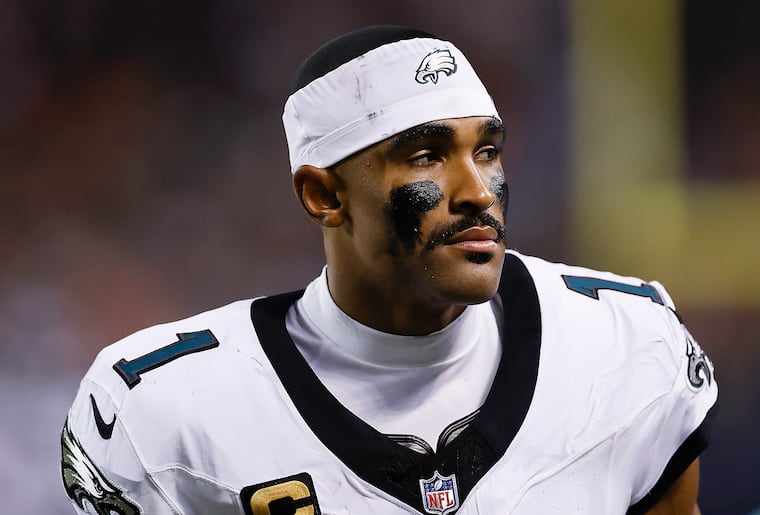 Eagles quarterback Jalen Hurts during a game against the Chicago Bears at Soldier Field in Chicago, ILL., on Monday, Sept. 28, 2026.