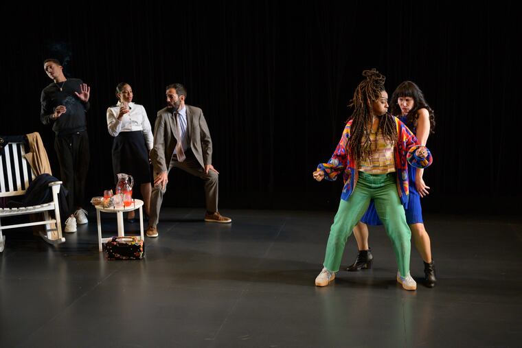 From left: Jordan Bellow, Taysha Marie Canales, Jaime Maseda, Alana Raquel Bowers, and Sarah Gliko in "The Comeuppance" at the Wilma Theater.