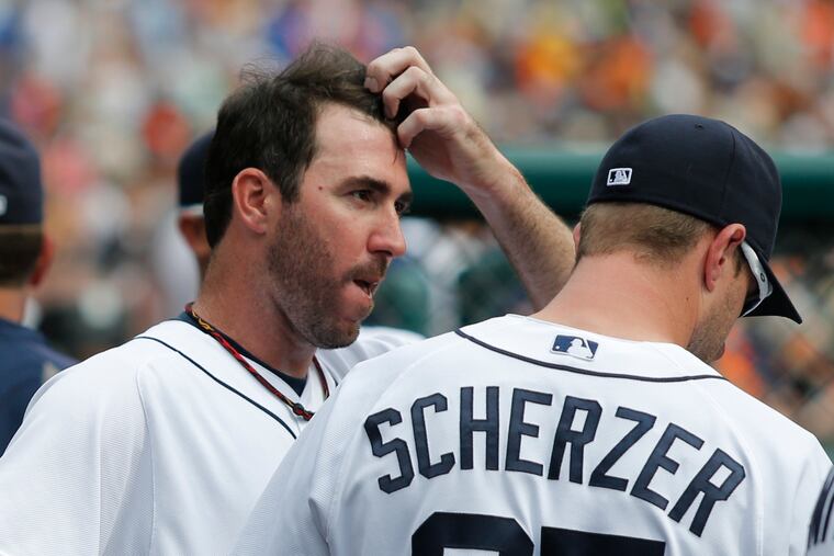 Justin Verlander (left) pitched with Max Scherzer for five seasons with the Tigers.