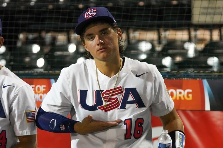 A photo posted on USA Baseball 18U (@USABaseball18U) and retweeted by the account @aidanmiller__