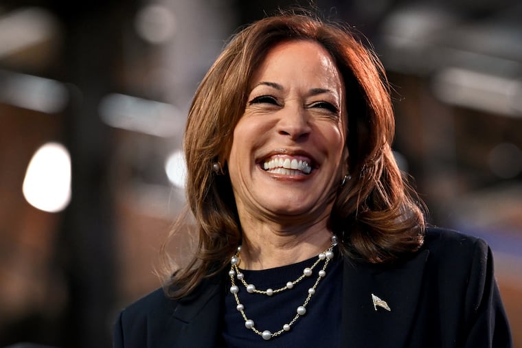 Vice President Kamala Harris speaks at a campaign rally at the Alan Horwitz "Sixth Man" Center in Nicetown on Sunday.
