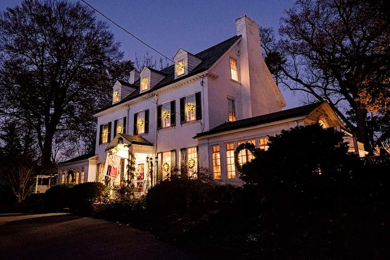 The farmhouse is lit for the holidays. Ashley Leese wanted to buy the house in 2006, but her husband was not persuaded until it came on the market again in 2011.