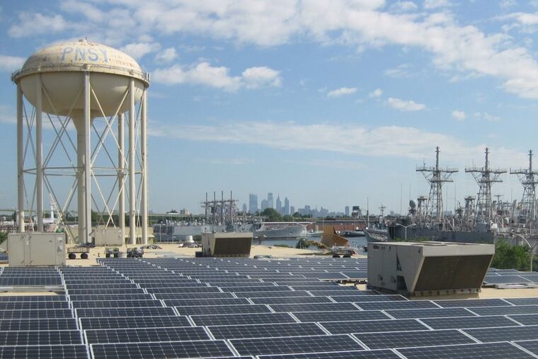 The first phase of the Navy Yard Community Solar project is being installed on a warehouse rooftop at the South Philadelphia site.