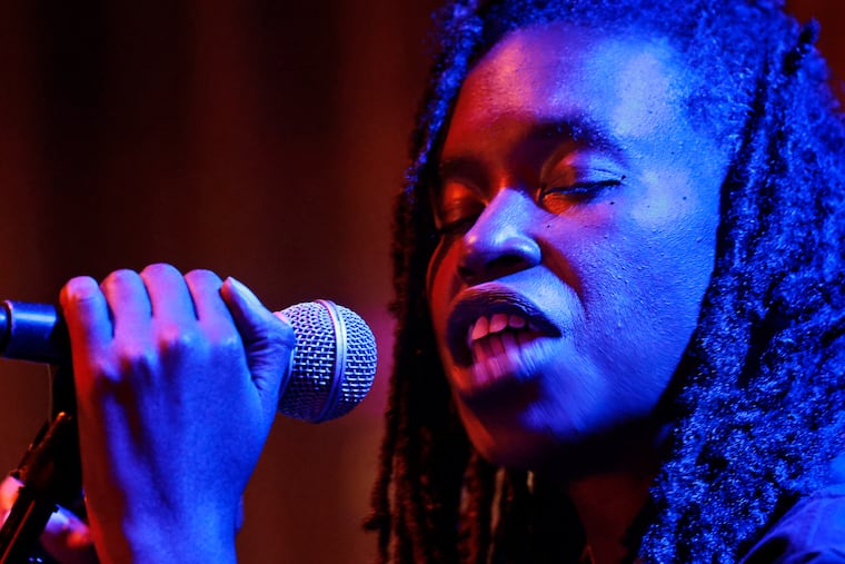 Moor Mother (real name Camae Ayewa) performs with Irreversible Entanglements during the Philly Music Fest at World Cafe Live in Phila., Pa. on Oct. 6, 2021. Her new album 'Nothing To Declare' with 700 Bliss is out now and the Moor Mother album 'Jazz Codes' will be released on July 1.