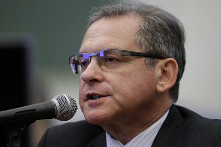 City Controller Alan Butkovitz testifies during a public hearing into the building collapse that killed six people and injured 13 others earlier this month, Wednesday, June 19, 2013, in Philadelphia. (AP Photo/Matt Rourke)