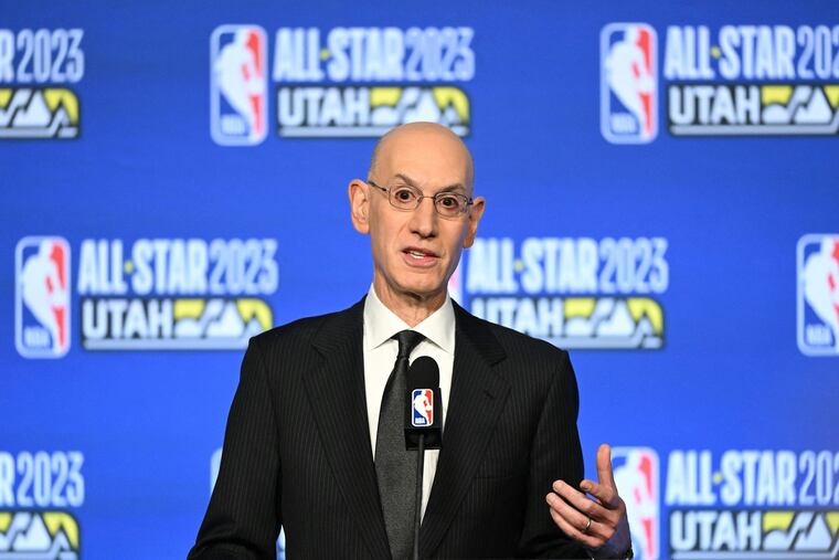 NBA Commissioner Adam Silver speaks during a press conference in Salt Lake City, Utah, on Saturday, Feb. 18, 2023.