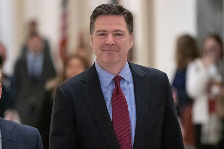 Former FBI Director James Comey arrives to testify before the House Judiciary and Oversight Committee in Washington on Dec. 7, 2018.