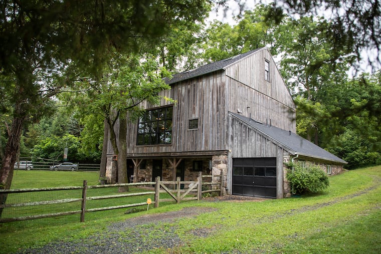 The renovated barn belonging to Debbie Lawrence and David Wakulchik near Phoenixville. The building has been transformed into an art studio for Debbie and guesthouse for visiting family.