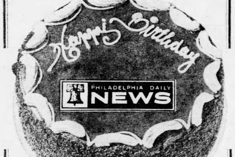 A birthday cake for the Philadelphia Daily News in 1975, celebrating the People Paper's 50th anniversary.