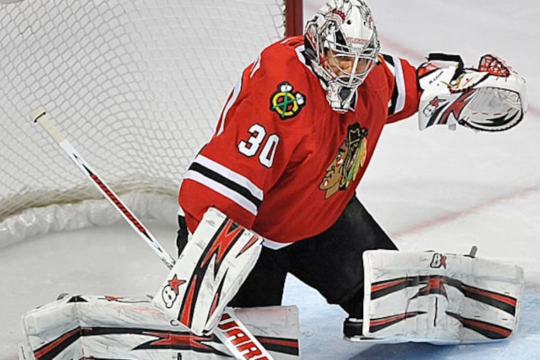 Former Flyer Ray Emery has played so well that he is a candidate for the Vezina Trophy as the league's top goalie. (Paul Beaty/AP)