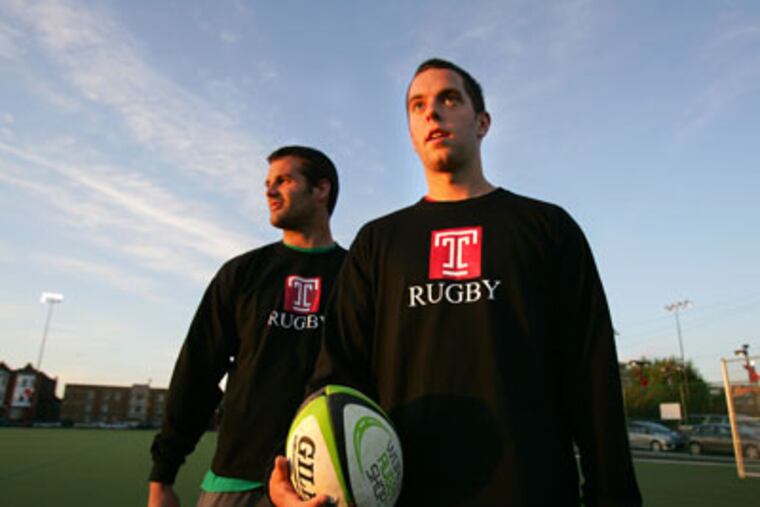 Temple's Gareth Jones and Jim O'Brien paid tribute to a teammate who drowned in July. (David Swanson/Staff Photographer)
