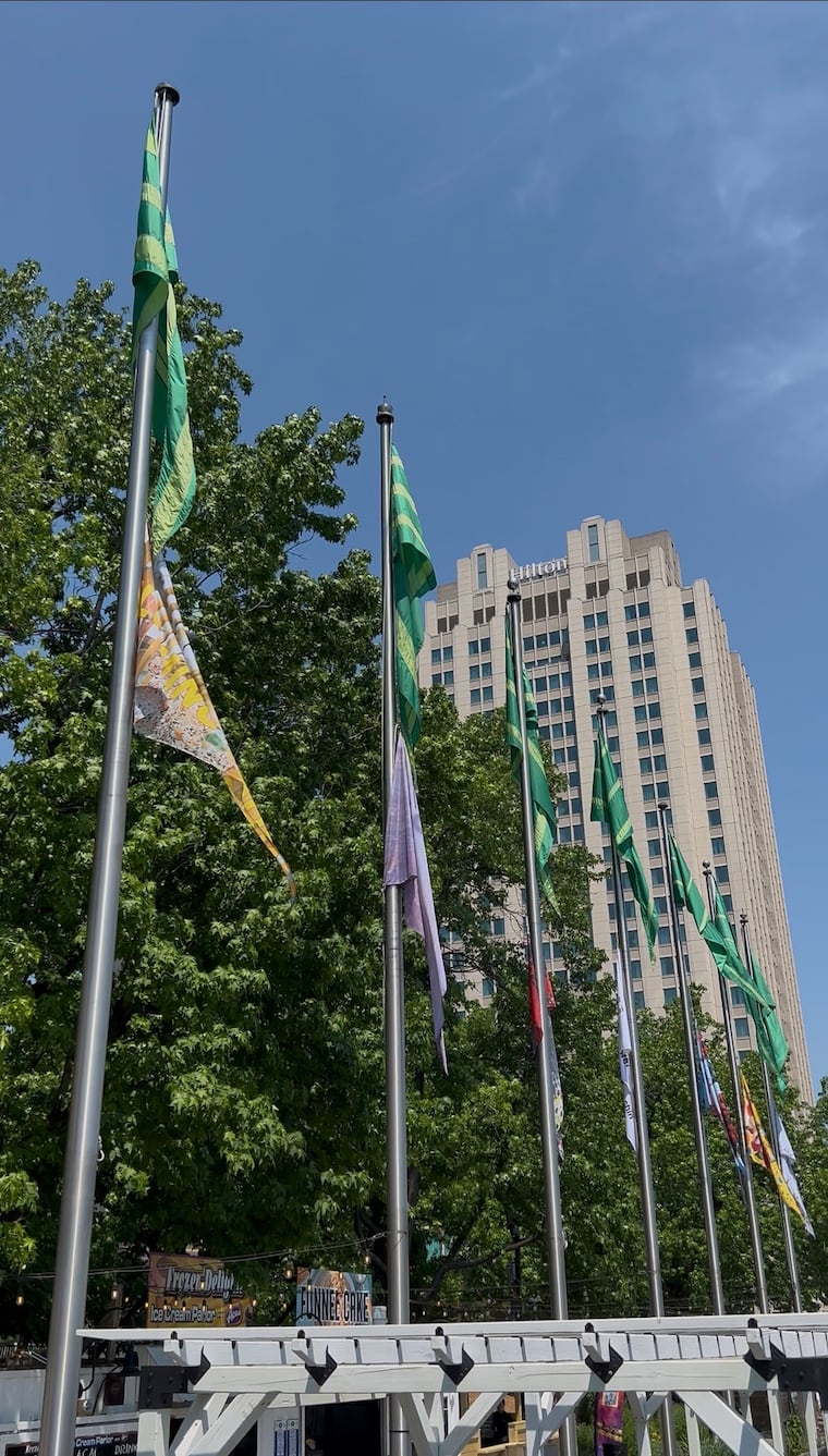 The flags will be on display through Sept. 7 at Spruce Street Harbor Park.