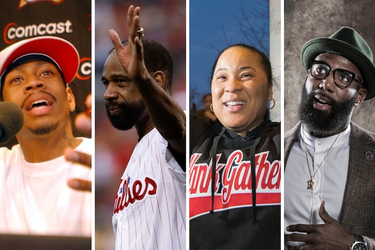 Allen Iverson (left), Garry Maddox, Dawn Staley and Malcolm Jenkins contribute on and off the court.