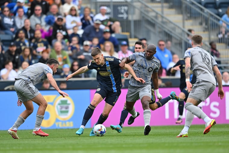 Mikael Uhre (center) has yet to score in five games for the Union so far this season.