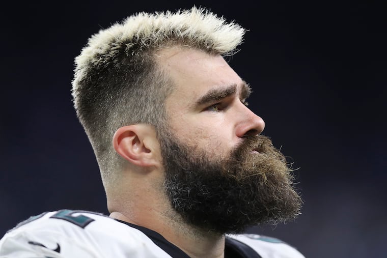 Eagles center Jason Kelce looks up during the fourth quarter against Detroit Lions on Sunday, October 31, 2021 in Detroit.