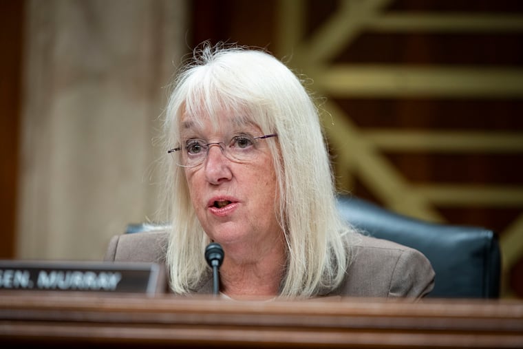 Sen. Patty Murray, D-Wash., speaks during a Senate Appropriations Subcommittee hearing on Capitol Hill in Washington. Murray who was elected in 1992 as a self described "mom in tennis shoes," has been fighting for paid family and medical leave for decades. For much of this year she appeared to be close to winning.