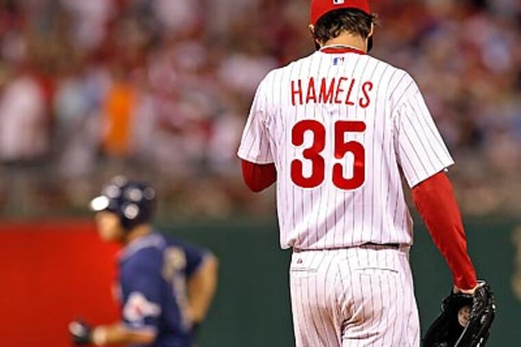 Cole Hamels took a no-hitter into the seventh inning, then gave up two home runs. (Steven M. Falk/Staff Photographer)