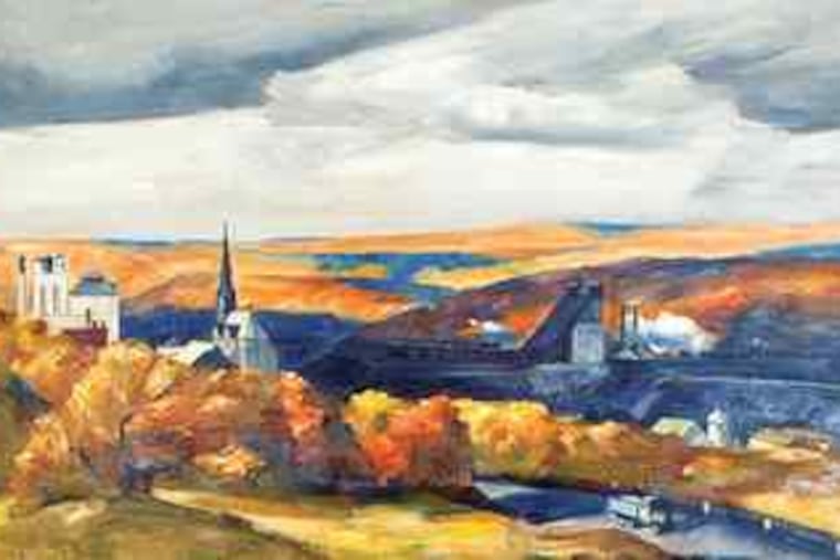 "Freeland," a 1938 mural by John F. Folinsbee at the Freeland Post Office. Exhibit cocurator Dave Lembeck says the artists whose work ison display "were capturing people's lives from the 1930s, preserving details of industries specific to Pennsylvania and a place in history."