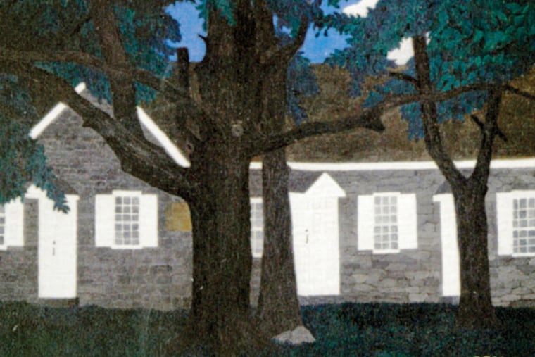 Horace Pippin (1888-1946), Birmingham Meeting House lll, 1941, oil on fabric, 16 x 20 in., Brandywine River Museum of Art, Chadds Ford, Pennsylvania, Museum Volunteers’ Art Purchase Fund and other funds, 2011