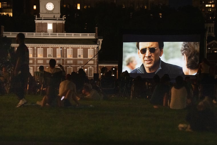 "Movies on the Mall" event where "National Treasure" was screened outdoors in front of Independence Hall, September 22, 2025, in Philadelphia,