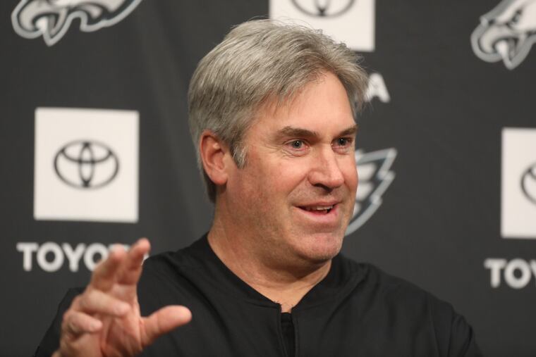 Eagles coach Doug Pederson will be at the podium again this morning.