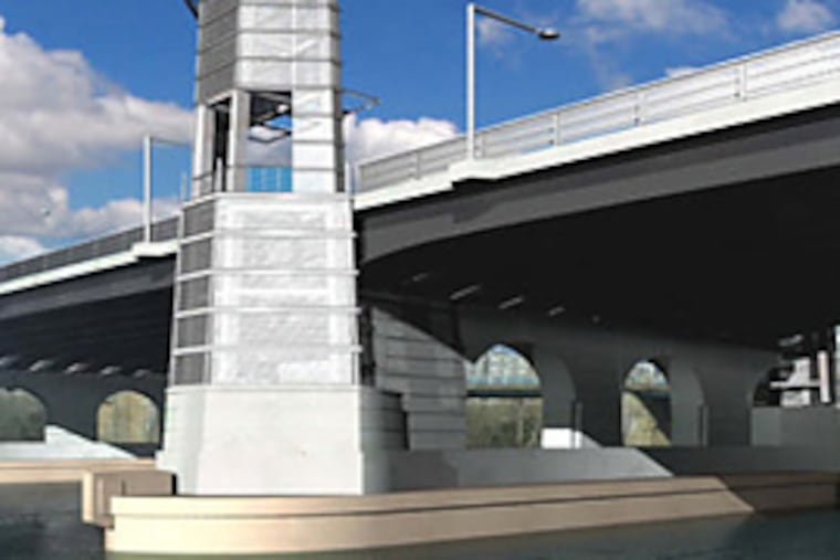 A rendering for a proposed new South Street bridge. The tower and other features have generated some controversy among area residents.