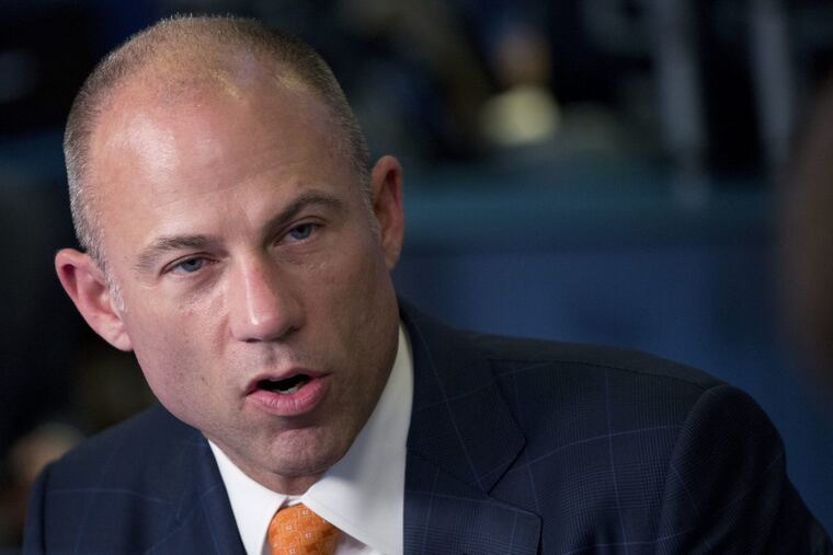 Michael Avenatti, Stormy Daniel's attorney, is interviewed on the Cheddar network, Thursday, May 10, 2018, in New York.
