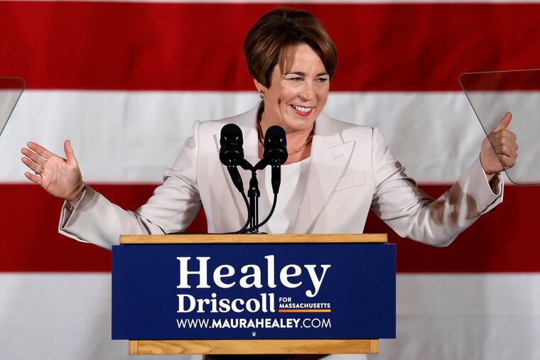 Massachusetts Gov.-elect Maura Healey speaks during a Democratic election night party Tuesday in Boston.