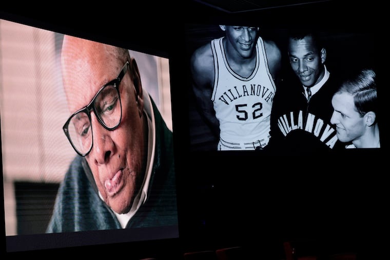 The late George Raveling is shown in the documentary "Unraveling George" during a screening at Villanova on Wednesday.