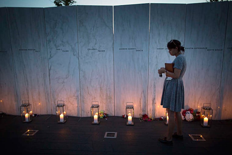 Zaina Javaid, who works for the Department of the Interior, pauses at the Flight 93 National Memorial in Shanksville. (Lawrence Kesterson/For the Inquirer)