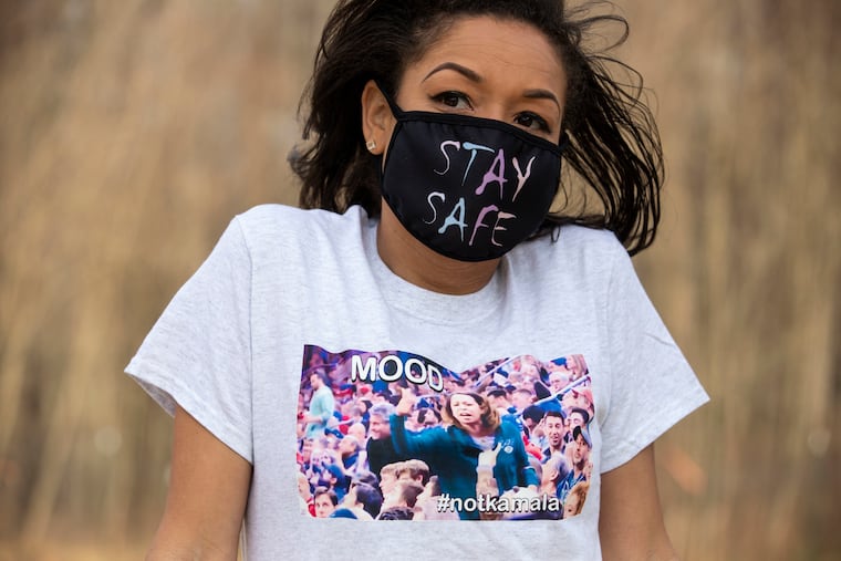 Tyesha Wilson posed at her home in Pennsylvania on Sunday. A video clip of Wilson rapping "What We Do" went viral around the election and was turned into a meme.