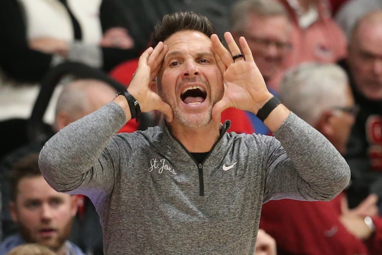 Coach Billy Lange of St. Joseph's yells instructions to his team this season.