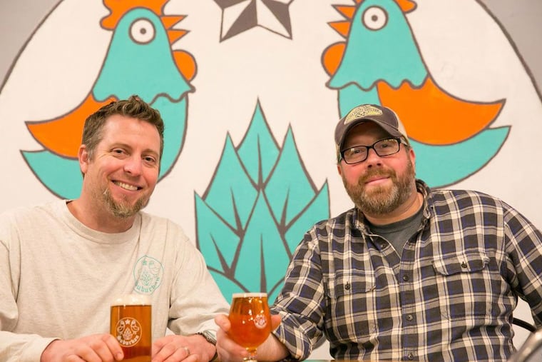Eric Yost of Suburban Restaurant & Beer Garden (left) and Corey Ross of Fancy Camper are partners in Suburban Brewing Co.