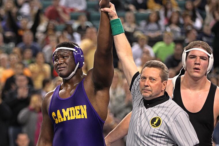 "I couldn't believe I did it," Andrew Stevens said after his 3-0 victory in the New Jersey state championships at Boardwalk Hall in Atlantic City. MICHAEL BRYANT / Staff Photographer