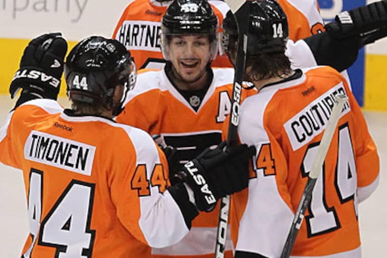 Falling behind Sunday was familiar territory for the Flyers, who rallied to win Game 1 in overtime. (Michael Bryant/Staff Photographer)