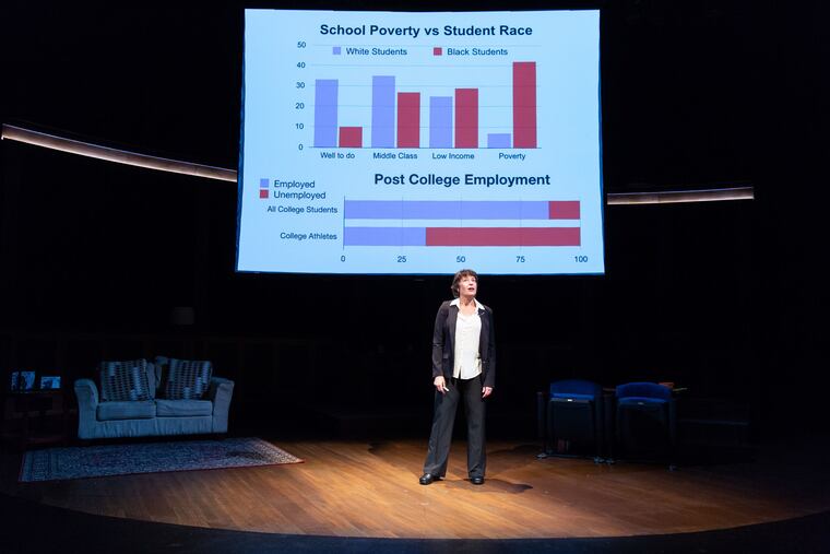 Catharine K. Slusar in "Sanctions" by Bruce Graham, through Sept. 30 at the Delaware Theatre Company.