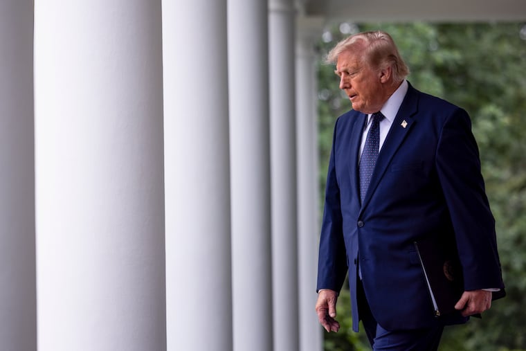 President Donald Trump arrives to speak to the Rose Garden Club Lunch at the White House in Washington, July 6, 2026.