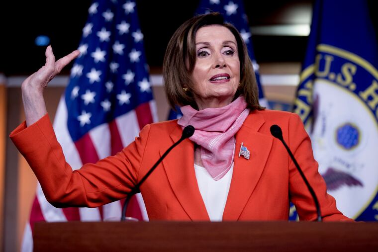 House Speaker Nancy Pelosi speaks during a news conference on Capitol Hill.