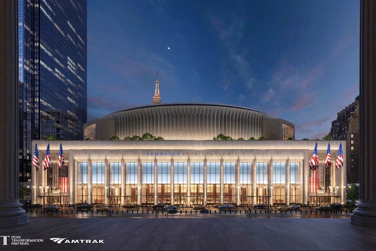 This artistic rendering provided by Heller Inc. shows a dramatically redesigned Pennsylvania Station in New York City.