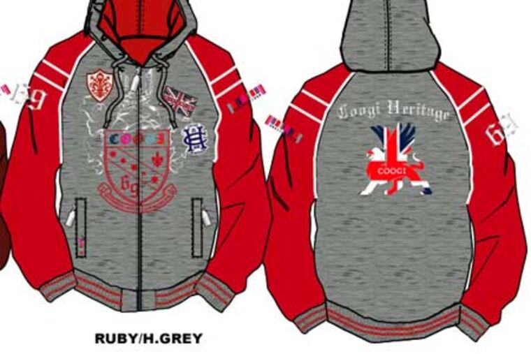 This illustration shows the type of Coogi Heritage hoody worn by the suspect sought in the killing of a student near the campus of Rowan University in Glassboro, N.J.